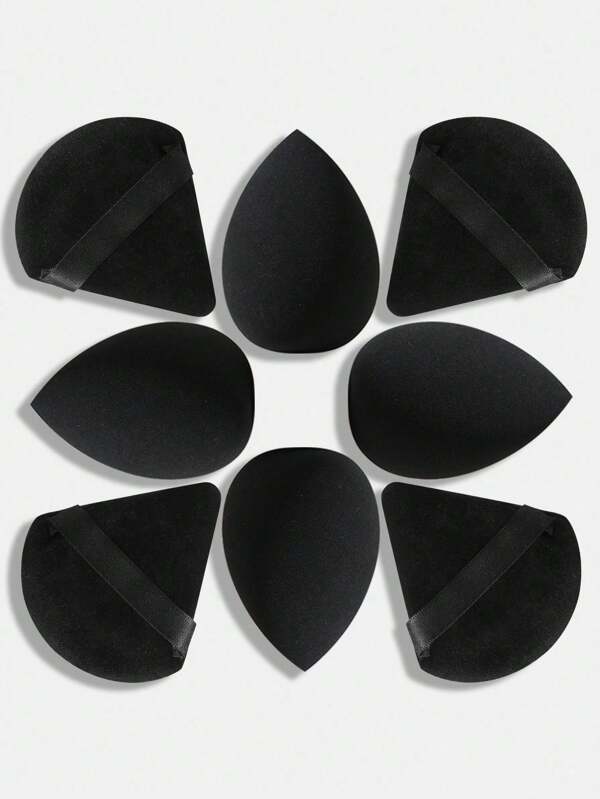 Set de 8/16/32 piezas de herramientas de maquillaje que incluye: 4 esponjas de maquillaje + 4 borlas de polvo triangulares. Esponja de belleza para mezclar base, líquida, crema y en polvo sin defectos, esponja de maquillaje multicolor, libre de látex para base seca y húmeda para todo tipo de piel