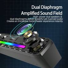 Lenovo Wired Subwoofer Speaker, Powerful Bass, Stereo, One-Key Mode Switch, Luminous Touch Buttons, Gaming Atmosphere Device, Black Wired Non-Illuminated - Black Wired Matte - View 4