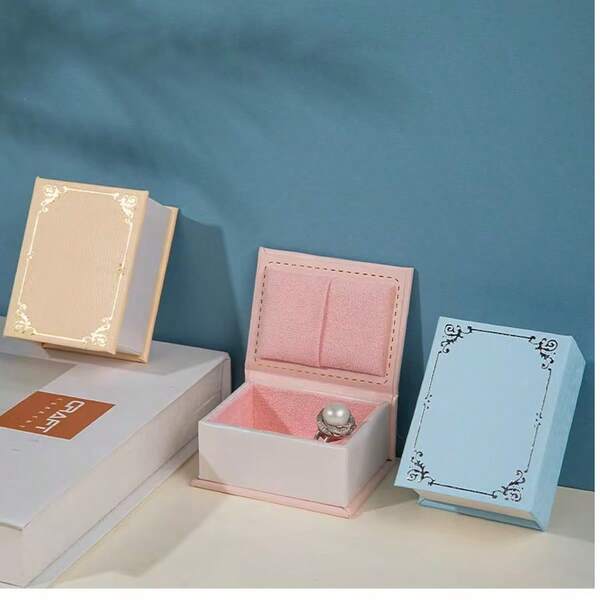 1pc Creative Square Couple/Couples' Minimalist Cute Mini Book Shaped Wedding Proposal Gift Ring Box, Portable Jewelry Box For Travel, Home, Office Use For Women Storage Organizer Travel Essentials Back To School Dormitory Storage Fall Decor