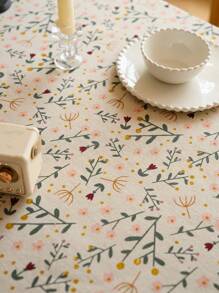 1 pieza Mantel con estampado elegante y flecos - Cuadrado de poliéster, a prueba de polvo y decorativo para cocinas, comedores, salas de estar, fiestas, vacaciones y barbacoas al aire libre, decoración de mesa/mantel decorativo/decoración con flecos