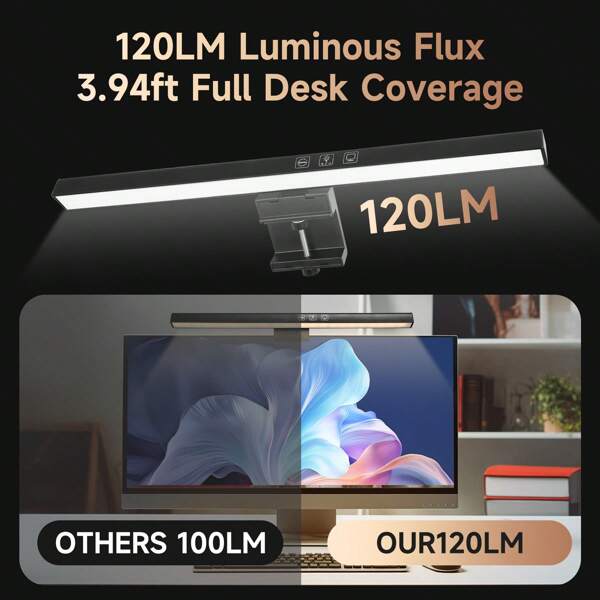Lámpara táctil regulable, barra de luz LED para portátil, computadora, ajuste de brillo de 3 colores, lámpara de escritorio alimentada por USB, adecuada para monitor de computadora, oficina, estudio, transmisión en vivo de computadora, escritorio, dormitorio, sala de estar, biblioteca, cafetería