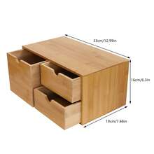 JUSODIN Bamboo Desk Organizer - Mini Bamboo Desk Drawer Tabletop Storage Organization Box For Office Home Toiletries Supplies, No Assembly Required (3 Drawers) - Wood Color - View 4