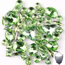 50 件/包，闪光混合形状玻璃水钻，银色金属平底，混合形状手工缝制水钻，用于衣服平底工艺宝石水晶缝制水钻带爪，DIY 配件用于装饰衣服、连衣裙、包、鞋子、胸针、耳环、手工艺品