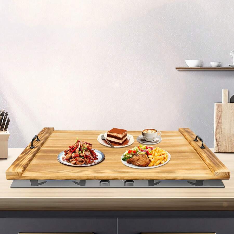 Cubierta de madera para estufa, cubierta de tabla de fideos, protector de estufa para apartamentos pequeños, cocinas pequeñas y casas rodantes. - Madera - Ver 1