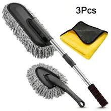 Car Dust Collector Retractable, Handle Microfiber, Air Conditioning Ventilation Brush, Car Dust Removal Duster Wipe, Car Soft Brush Cleaning Brush, Mini Bristle Brush Dust Removal Brush, Nanofiber Car Interior, Cleaning Exterior Interior, Car Wash Dust Remover Duster Exterior Interior Cleaning Kit