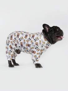 狗狗睡衣，狗狗康复服，狗狗服装，狗狗套头衫，狗狗StuffUltra，狗狗服装，狗狗衣服，狗狗配饰，小狗睡衣，小狗衣服，小狗配饰，小狗服装，适合中小型和大型犬种的睡衣，柔软有弹性，全身印花 - Plutus Dog Bulldog，S-6XL