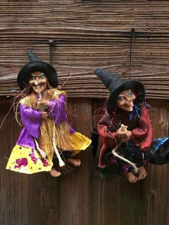 3/1 pezzo Decorazione pendente a forma di scopa della strega horror di Ognissanti, pendente in resina colorata da 20 cm, adatto per decorazioni di Ognissanti, soggiorno, camera da letto e decorazioni per la casa, pendente decorativo, regalo, la scelta migliore per i regali