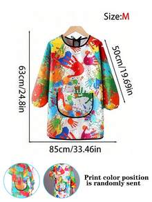 1 szt. Wodoodporny i odporny na plamy fartuch artystyczny z długim rękawem, unisex, dwustronny fartuch malarski dla dzieci i dorosłych z unikalnym abstrakcyjnym nadrukiem, pełna ochrona ramion do akryli, gliny, gotowania, studia ceramiki, przedszkola, niezbędne płótno do noszenia, odporne na zachlapanie (S-XL, do czyszczenia, losowy wzór) - Wielokolorowe - Zobacz 12