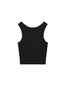 Women's Summer Solid Color Round Neck Casual Black Tank Top
