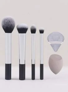 15pcs/6pcs Makeup Brush Set, Including Powder Brush, Blush Brush, Highlighter Brush, Eyeshadow Brush, Lash Brush, Eyeliner Brush, Angled Makeup Sponge, Round Makeup Sponge, Round Powder Puff, Triangle Powder Puff, Triangle Makeup Sponge For Loose Powder, Liquid Foundation Mixing Makeup Sponge, Beauty Makeup Tools,Brush Set,Makeup Brush Kit,Make Up Brush Set,Make Up Set Complete,Makeup Brush Set,Complete Makeup Kit,Brush Kit,Brushes Makeup Set,Makeup Gift Set - Silver - View 12