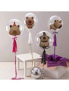 Set 10 Balon Gelembung Transparan Mini Capybara, Balon Dekorasi Pesta Ulang Tahun dan Pernikahan - MultiWarna - View 2