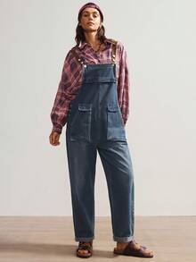 Bohemela Big Pocket Washed Denim Suspender Jumpsuit - Blue - View 6