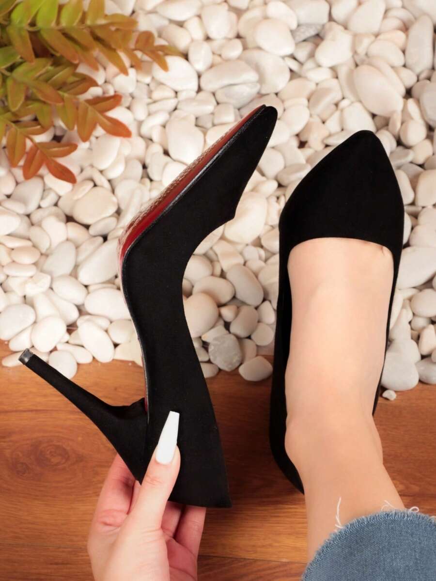 Zapatos de tacón elegante de punta fina para mujer estilo business casual, ideales para oficina y fiestas - Negro - Ver 1