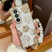 1pc Women's Foldable Phone Case, Fashionable & Popular With Hanging Chain, Phone Protective Cover Compatible With Samsung Galaxy Z Fold 7/6, Also Fits Samsung Galaxy Z Flip7/6/5, Suitable As Birthday, Graduation Or Back To School Gift Waterproof Shockproof Anti-Fall Scratch Resistant - Rose Gold - View 3