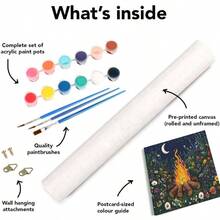 Bonfire Paint By Number Kits For Adult, DIY Oil Acrylic Painting Kits For Adults Beginners On Canvas, Night Sky Art And Crafts Kits ForHome Wall Decor Gifts 16x20 Inch