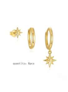 3 piezas Pendientes colgantes de estrella de un solo oído, pendientes de aro abrazador exquisitos para mujeres, pendientes apilados para mujeres