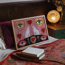 1 Pc Wall Art Leopard Eye Heart, Mystical Big Cat Print, Jungle Decor, Witchy Third Eye Art, Esoteric Gift For Boho Room Posters Canvas Painting Wall Arts Room Decor Home Decoration Unframed - Multicolor - View 3