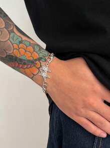 1pc Fashionable Punk Star Chain Bracelet, Men's Personalized Minimalist Jewelry, Casual Daily Outfit Accessory