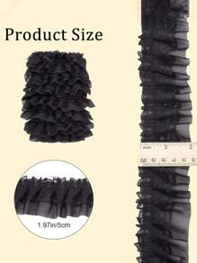 2/5/10Yards Double-Layer Pleated Chiffon Lace Trim 5cm Wide 2-Layer Gathered Ruffle Trim Edging Tulle Trimmings Fabric Ribbon Jacquard Lace For DIY Sewing Crafts Pillowcase Embellishments