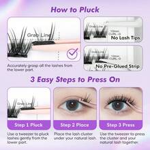 [110 片] GENIELASH 无胶燕子睫毛 适合初学者自粘睫毛 自然假睫毛 无需胶水 睫毛簇、睫毛簇、单根睫毛、睫毛、假睫毛 - 紫色 - 查看 8