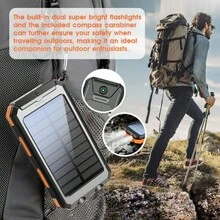 10000mAh Solar Charger Power Bank -Portable Solar Phone Battery Panel Charger, USB Port Battery Pack Charger Portable For All Cell Phones & Electronic Devices- Long Lasting, Travel Camping, LED Flashlight, The Best Gift For Festival - màu đen - Xem 6