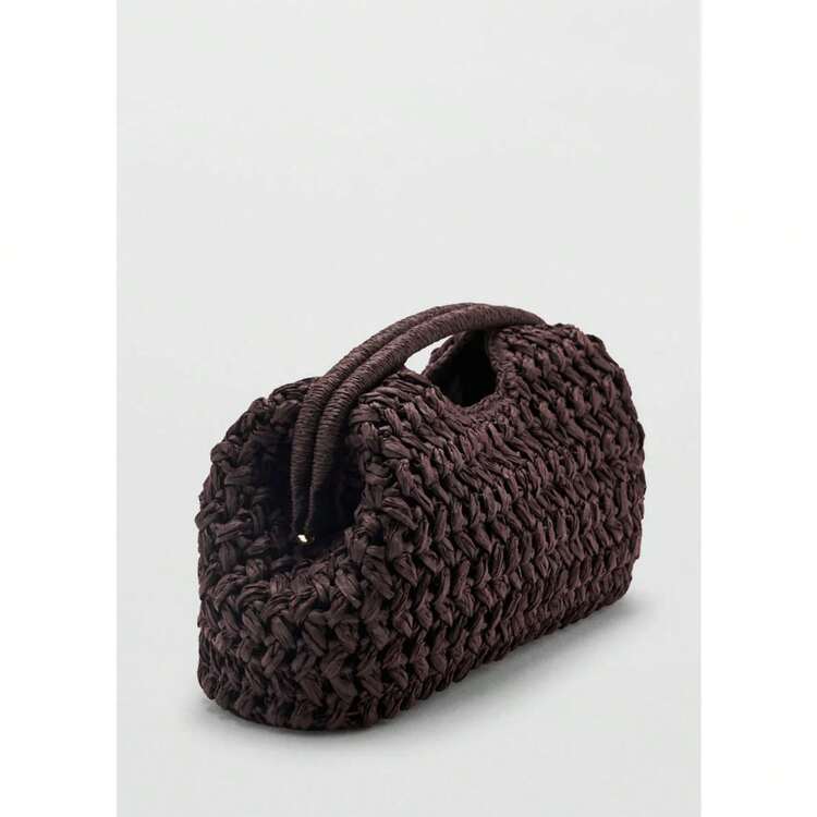 Bolso de mano de fibra natural marrón, bolso de playa hecho a mano de rafia tejida, nuevo para mujeres 2025 - Café - Ver 3