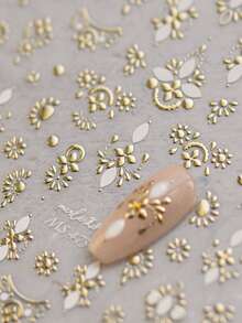 Beautizon Nailartlab 1张5D图腾浮雕美甲贴纸，DIY Y2K风格美甲沙龙贴纸，自粘美甲用品，美甲沙龙用品 - 彩色 - 查看 2