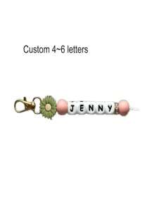 1 pieza Llavero de silicona con margarita personalizada, hebilla con nombre personalizado, regalo conmemorativo, regalo de Año Nuevo (personalizable de 1 a 3/4 a 6/7 a 9/10 a 12 caracteres)