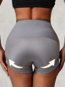 2Pcs High Waist Tummy Control Shaping Panties Comfortable Postpartum Body Shapewear Seamless Butt Lifter Underwear Women Lace Trim Waist Trainer Tummy Control Shorts