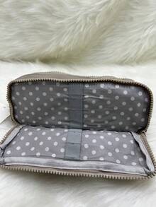 School Pencil Case With 3 Dividers And Elastic For Pencils And Pens - 灰色 - 查看 2