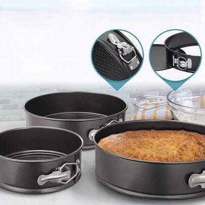 4pcs Non-Stick Cake Baking Pans Set With Buckle, Including 4", 7", 9", 10" Sizes, Suitable For Cake Baking, Cheesecake, Leakproof, With Removable Bottom