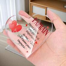 1pc French For Marraine Parrain Heart Shape Gift Birthday Gift Thanksgiving Gift Mother's Day Father's Day Gift Christmas Gift Christening Gift Baby Shower Party Favor, Decoration