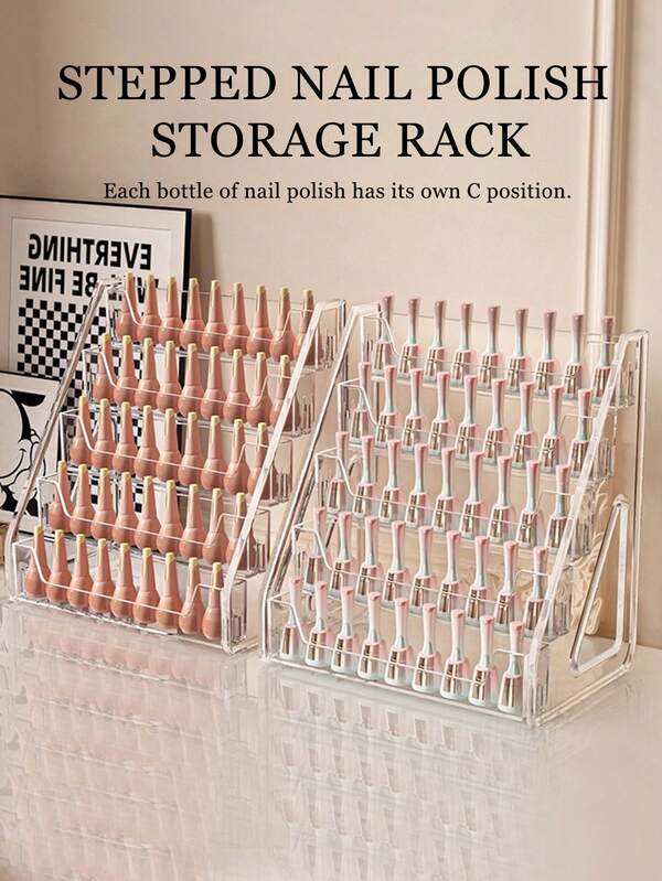 1pc Transparent Plastic Multi-Layer Display Stand - Modern Step Storage Rack, Suitable For Cosmetics, Skincare, Perfumes, Lipsticks, Jewelry, Miniunko Pop Figures, Nail Polish Storage - Standalone Display Rack Essential For Holiday/Back To School Season