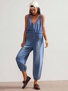 Bohemela Mono de mezclilla casual de vacaciones para mujer