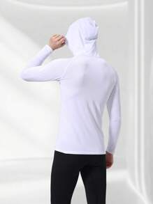 男士运动修身拉法帽连帽连体长袖，男士跑步、健身运动、户外休闲长袖