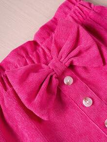 1 pieza Minifalda de unicolor con moño para niñas, estilo dulce, primavera/otoño