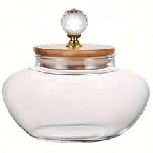 1pc Glass Seal Jar, Round Multipurpose Kitchen Storage Container, Reusable Flip Top Food Preserver For Candies, Grains, Snacks Kitchen Storage Jars