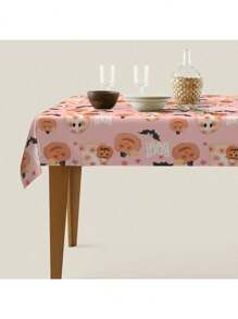 1pc Ladybug/Cute Ghost Heatproof Tablecloth, Adorable Polyester Rectangular/Round Decorative Tablecloth Suitable For Living Room And Kitchen Decor Halloween Party