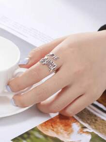 A Customized Name Ring, Stainless Steel Jewelry With 1-3 Adjustable Openings, Couple's Jewelry, Handmade Custom Ring, Suitable For Daily Wear In All Seasons, Ideal Gift, Fashionable Jewelry Accessories, Simple, Cute, Business Style Jewelry Gift, Perfect Holiday Gift, Carved, Stainless Steel, Casual, Customized, Father's Day, Graduation Ceremony,Back To School Fashion - Multicolor - View 7