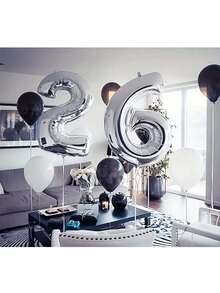 Kit 2 - 32 Inch Metallic Number Balloon 70 CM Balloon Balloons For Birthday Parties Decorations Silver - Silver - View 2