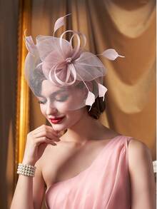 BABEYOND Women's Fascinator Hat Kentucky Hat Feather Derby Fascinator Tea Party Hat For Cocktail Wedding - 粉色 - 查看 2