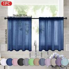1 pièce Rideau transparent de couleur unie, rideau de fenêtre transparent à moitié, rideau filtrant de poche de tige pour ombrage. Convient pour la décoration de la cuisine, de la salle de bain et du café. Rideau de voile