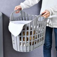 Foldable Laundry Basket,Modern Foldable Wall-Mounted Dirty Clothes Storage Box, Durable Polypropylene Square Design, Suitable For Home And Bathroom Storage. Portable Outdoor Car Fishing Bucket, Large-Capacity Dirty Clothes Basket, Laundry Tub, Shelf Basket, With Handle, Rectangular Bathroom - Multicolor-dirty Laundry Hamper - View 5
