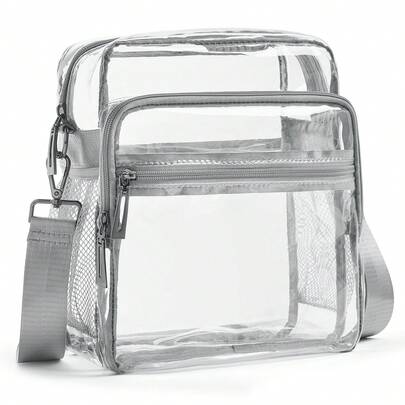 LATMAP Clear Bag For Stadium Events 12x6x12 Clear Purse With 3-Zipper Pockets Clear Crossbody Bag Tote For Concerts Sport,Vacation Essentials&Back-To-School Essentials