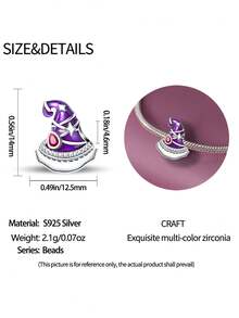 1 件镀银饰品 饰品 可爱饰品 串珠安全链 万圣节系列设计 女巫南瓜灯骷髅女巫帽饰品 适用于手链链 手工制作 DIY 设计 适合日常节日女士珠宝配饰 - 彩色 - 查看 9