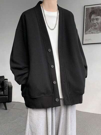 ワッフルカーディガン メンズ 前開き ジャケット ライトアウター 羽織り 長袖 無地 カーディガン フードなし パーカー ボタン留め 春 コーデ 秋物 秋冬 カーディガン （サイズが小さめのため、ワンサイズ上のご注文をおすすめします）
