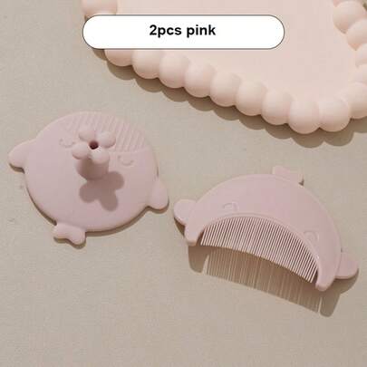 2pcs Baby Silicone Hair Brush + Comb Set, Newborn Bathing Brush And Comb For Removing Cradle Cap