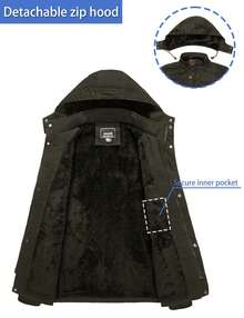 KEFITEVD Men's Warm Lined Winter Jacket Military Cargo Jacket Transition Jacket With Inner Fleece Cotton Hoodies Field Jacket Windbreaker Bomber Jacket With Multi Pockets - Army Green - View 6