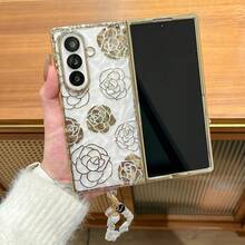 1pc Women's Foldable Phone Case, Fashionable & Popular With Hanging Chain, Phone Protective Cover Compatible With Samsung Galaxy Z Fold 7/6, Also Fits Samsung Galaxy Z Flip7/6/5, Suitable As Birthday, Graduation Or Back To School Gift Waterproof Shockproof Anti-Fall Scratch Resistant - Rose Gold - View 8