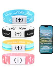 1pc Bible Verse Bracelet, NFC Enabled Christian Daily Prayer Text Bracelet, Unisex, Suitable As Holiday Gift For Halloween, Christmas, New Year